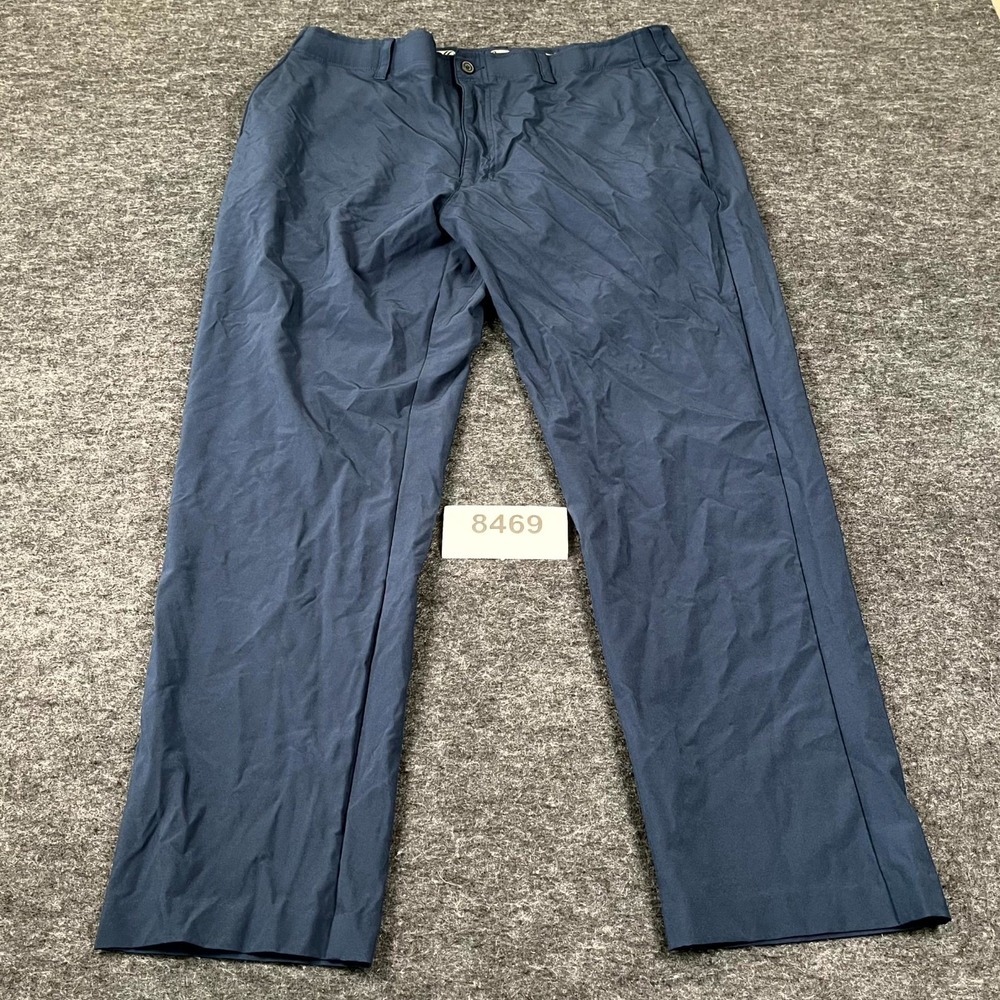 Mens Pants 38x30 Blue Stretch Straight Leg Flat Front Casual Outdoor Streetwear